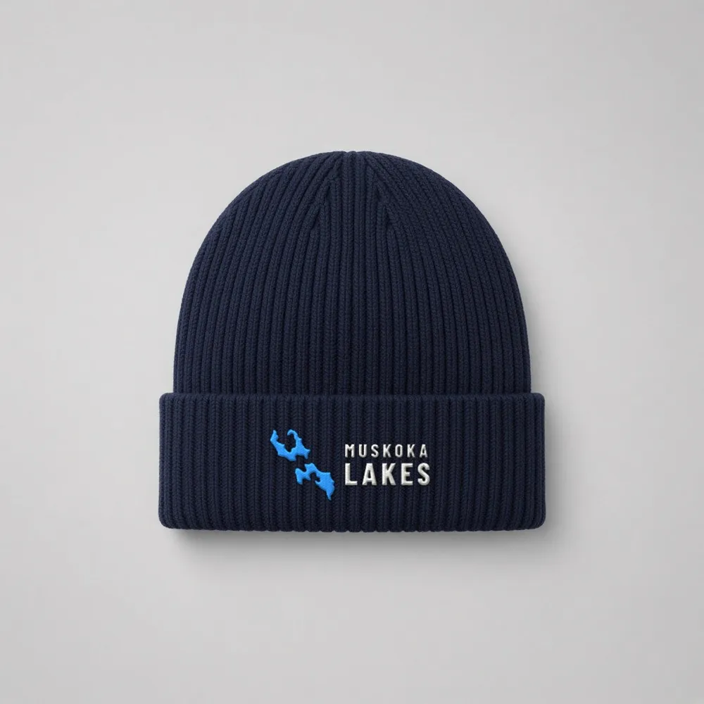 Muskoka Lakes Toque in navy (digital mockup)