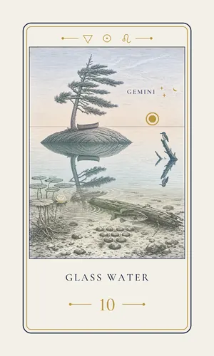 Card 10, Glass Water, a summer card. Its line: Be still enough to see.